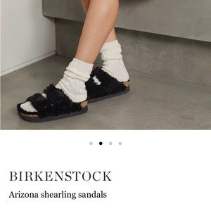 Birkenstocks big buckle Arizona shearling black sandal